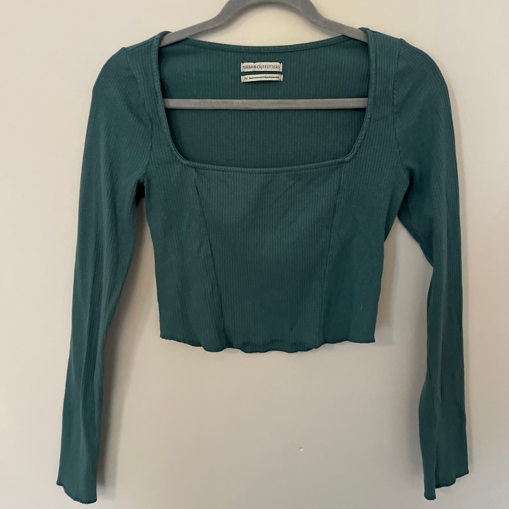 Urban Outfitters Teal Ribbed Crop Top
